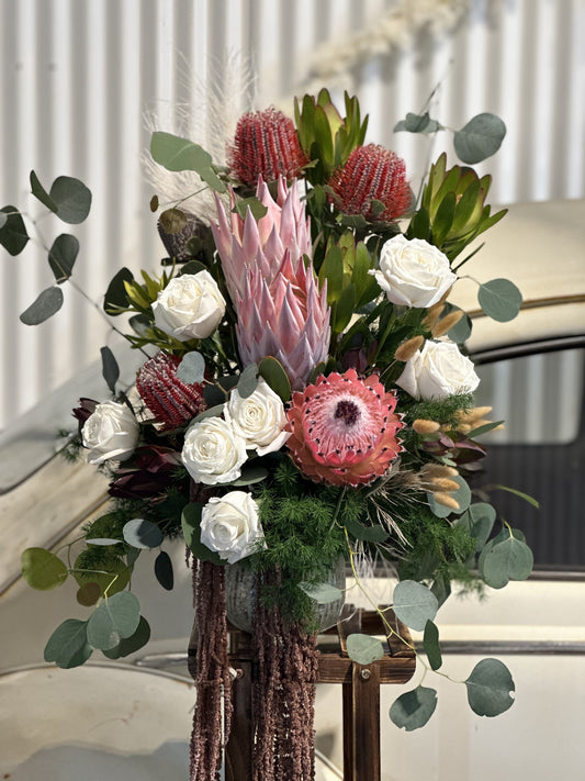 Protea and Roses Arrangement